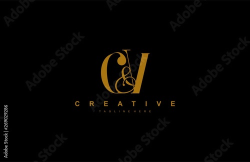 Initial C & V Letter Monogram Minimalism Luxury Monogram Logotype