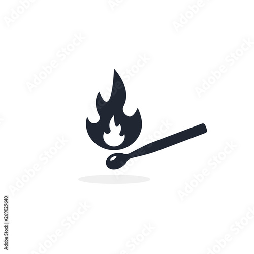 Burning Match icon. Match With Fire. Vector illustration isolated on white
