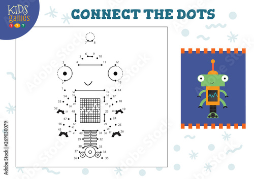 Connect the dots kids game vector illustration