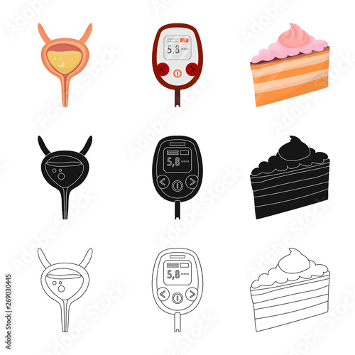 Vector illustration of diet and treatment  sign. Collection of diet and medicine vector icon for stock.
