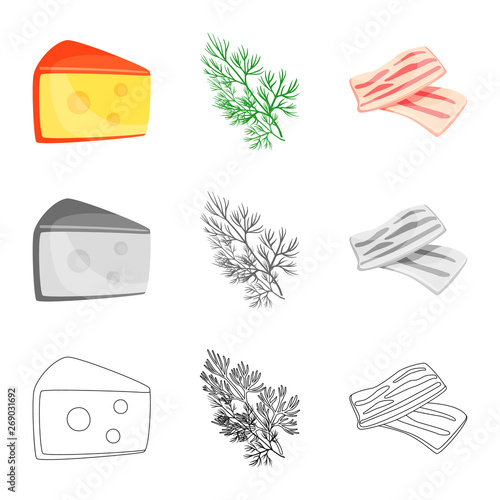 Vector design of taste and product sign. Set of taste and cooking stock symbol for web.