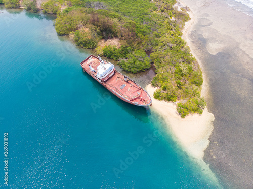 Shipwreck on Caribbean Island Cay