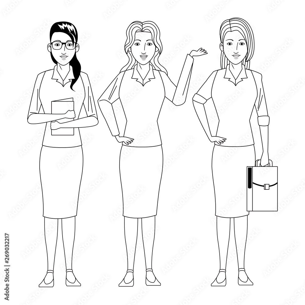 businesswomen avatar cartoon character black and white businesswomen avatar cartoon character black and white