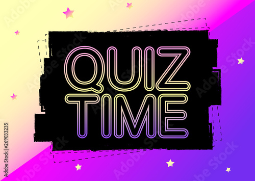 Quiz Time, banner design template, grunge brush, vector illustration