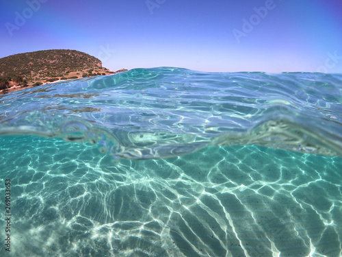 Sea level underwater photo of iconic exotic tropical beach of Balos a true paradise in Crete island  Gramvousa