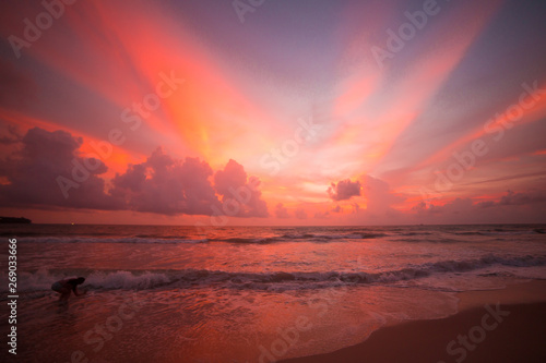 Sunset on the beach at Thailand  © antonburkhan