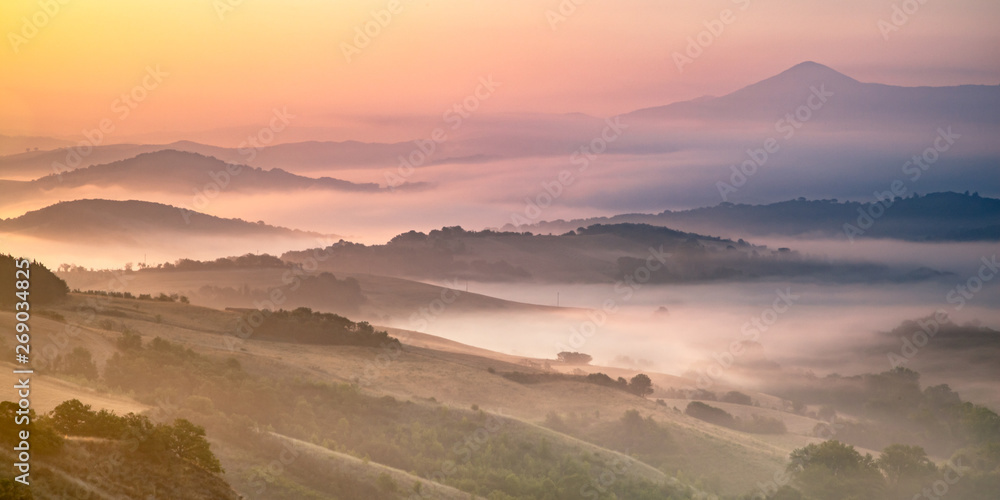 Rolling hills in Tuscan landscape