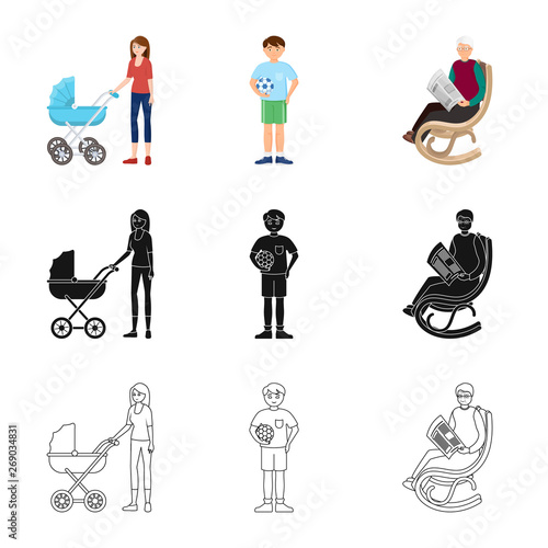 Isolated object of character and avatar  symbol. Collection of character and portrait stock vector illustration.