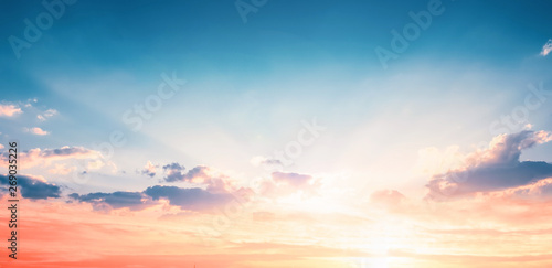 Fototapeta Naklejka Na Ścianę i Meble -  Background of colorful sky concept: Dramatic sunset with twilight color sky and clouds