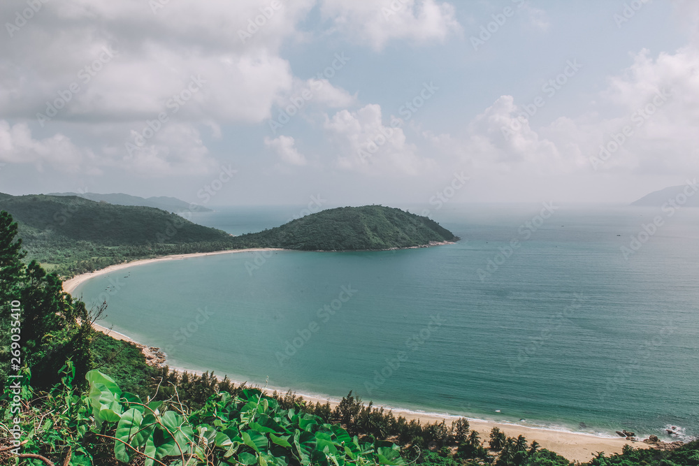 Paradise tropical seascape from Hai Van pass, Vietnam.