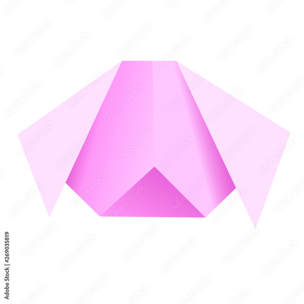 origami pink pig head in vector origami pink pig head in vector