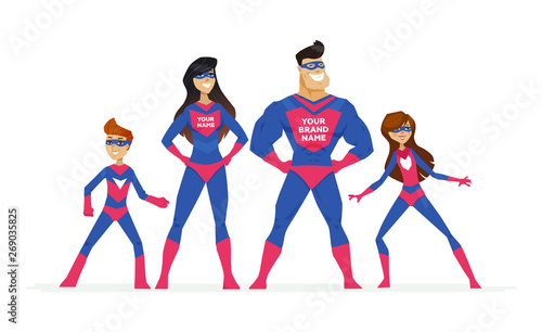 Super family - cartoon people characters colorful illustration