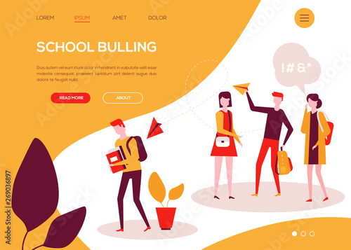 School bullying - colorful flat design style web banner