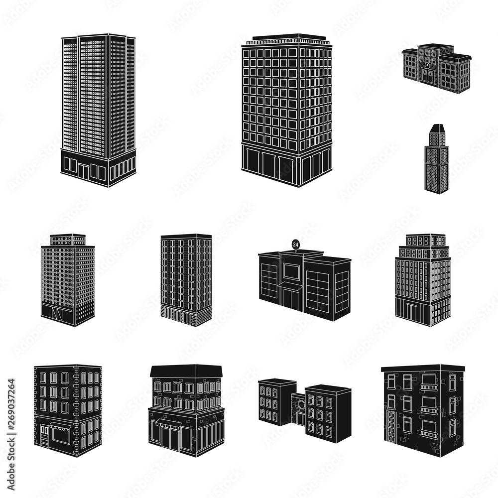Vector design of architecture and estate symbol. Collection of architecture and build stock vector illustration.