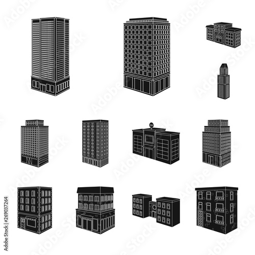 Vector design of architecture and estate symbol. Collection of architecture and build stock vector illustration.