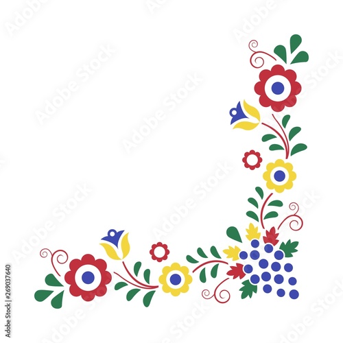 Traditional folk ornament  the Moravian ornament  floral embroidery symbol isolated on white background  vector illustration