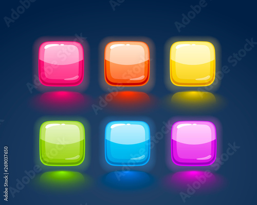 Game match icon. Square set in different colors.