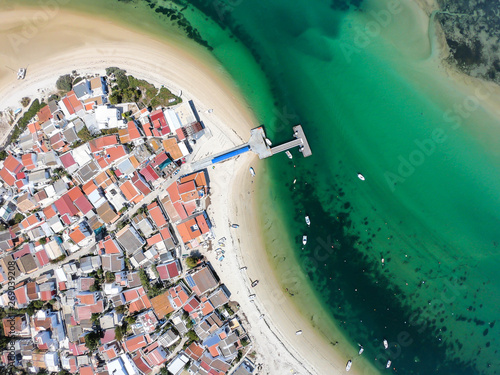 Cuadro en lienzo Aerial view of Armona Island, Ria Formosa, Algarve, Portugal.