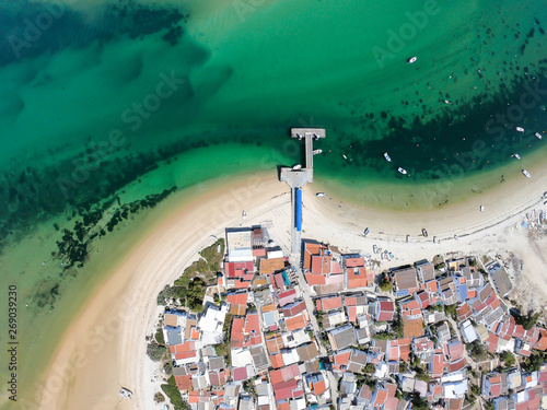 Aerial view of Armona Island, Ria Formosa, Algarve, Portugal. photo
