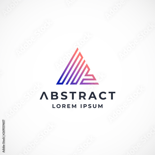 Free Download Abstract Vector Sign, Emblem or Logo Template. Colorful Gradient Geometry Labyrinth Pyramid with Modern Typography. - GFXLoad