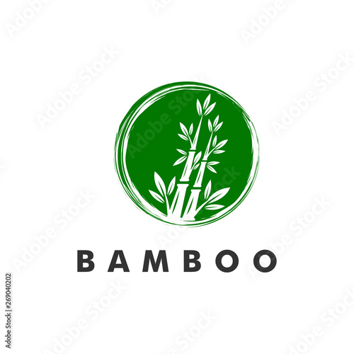 Bamboo logo template, nature forest icon design - vector