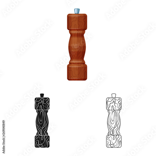 Vector design of saltcellar  and seasoning symbol. Set of saltcellar  and wooden  stock symbol for web.