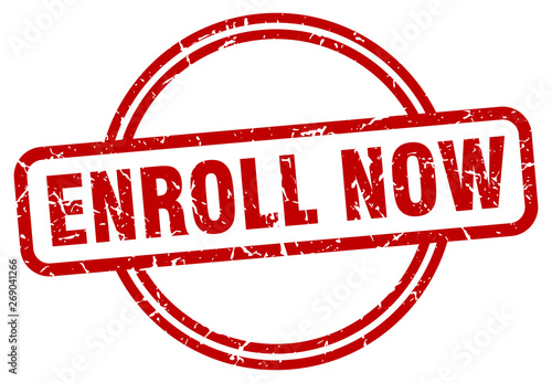 enroll now grunge stamp