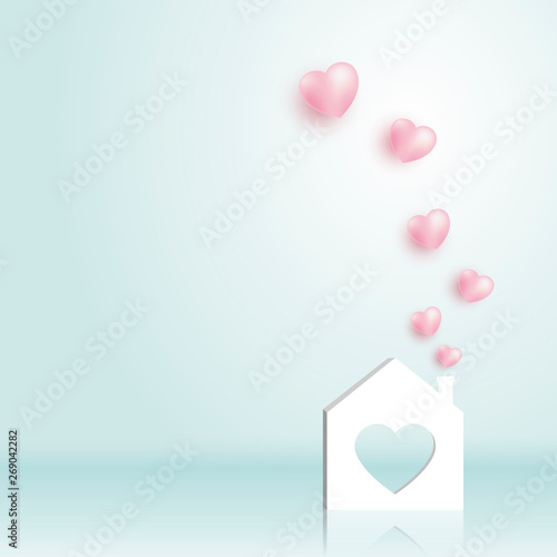 Paper home with heart vector illustration