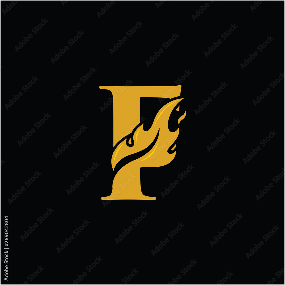 F Letter with Flame Fire logo vector F Letter with Flame Fire logo vector