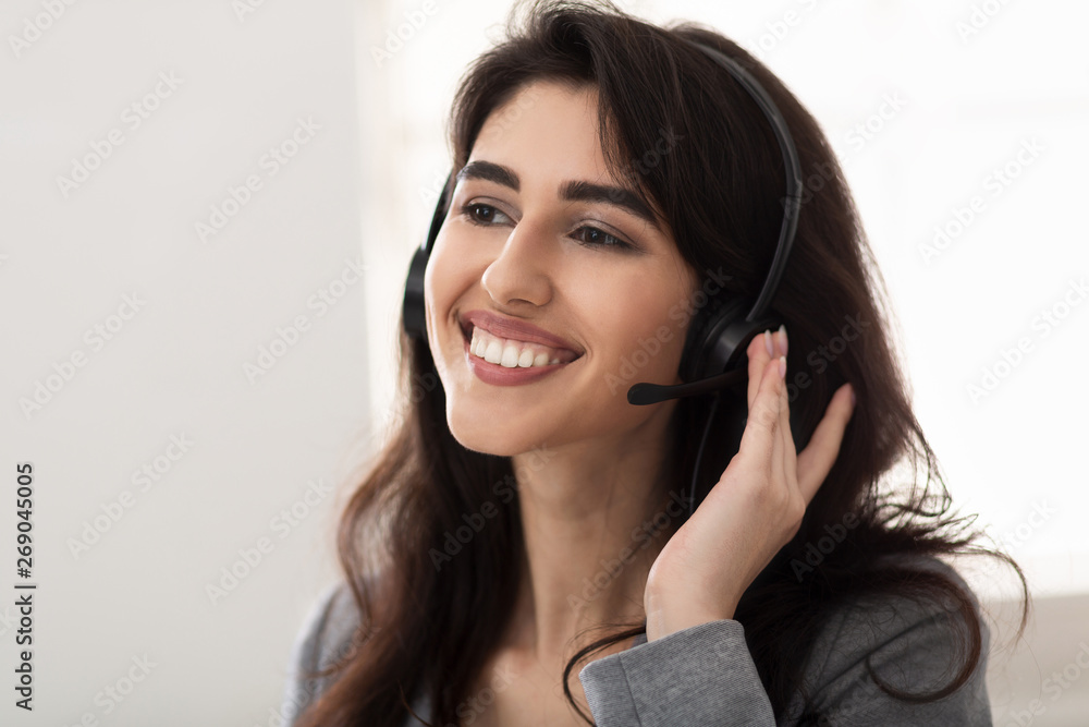 Customer service. Friendly Surrort Phone Operator At Workplace Customer service. Friendly Surrort Phone Operator At Workplace