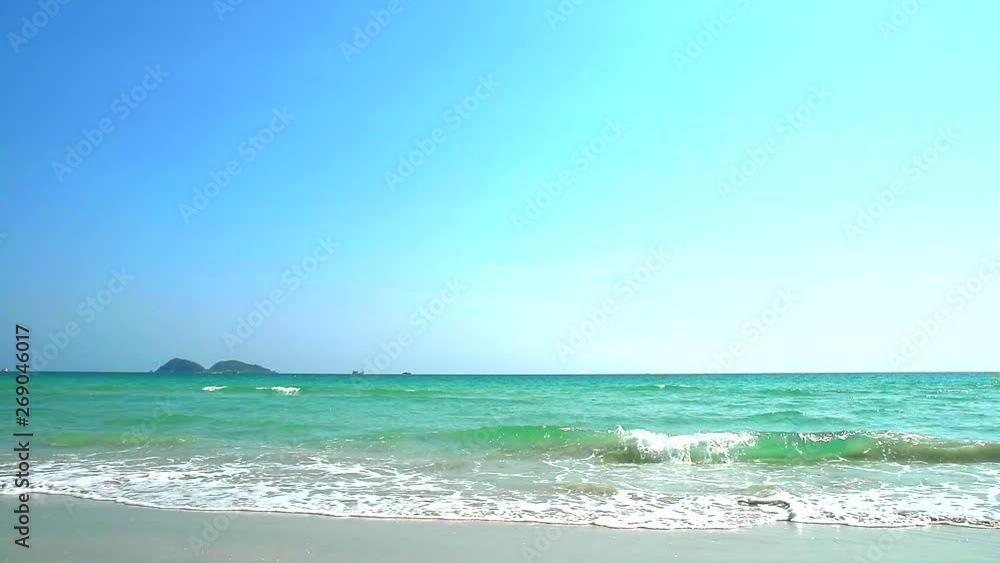 wave move to beach and blue sky white cloud background in afternoon wave move to beach and blue sky white cloud background in afternoon