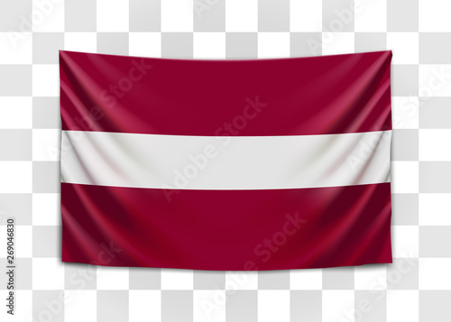 Free Download Hanging flag of Latvia. Republic of Latvia. Latvian national flag concept. - GFXLoad
