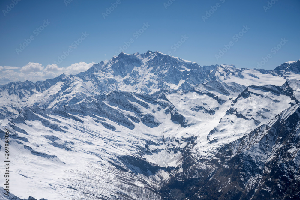 Rosa peak mountain range from Bognanco valley, Italy