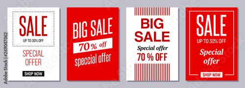 Collection of four creative sale flyers. Vector colorful illustration.