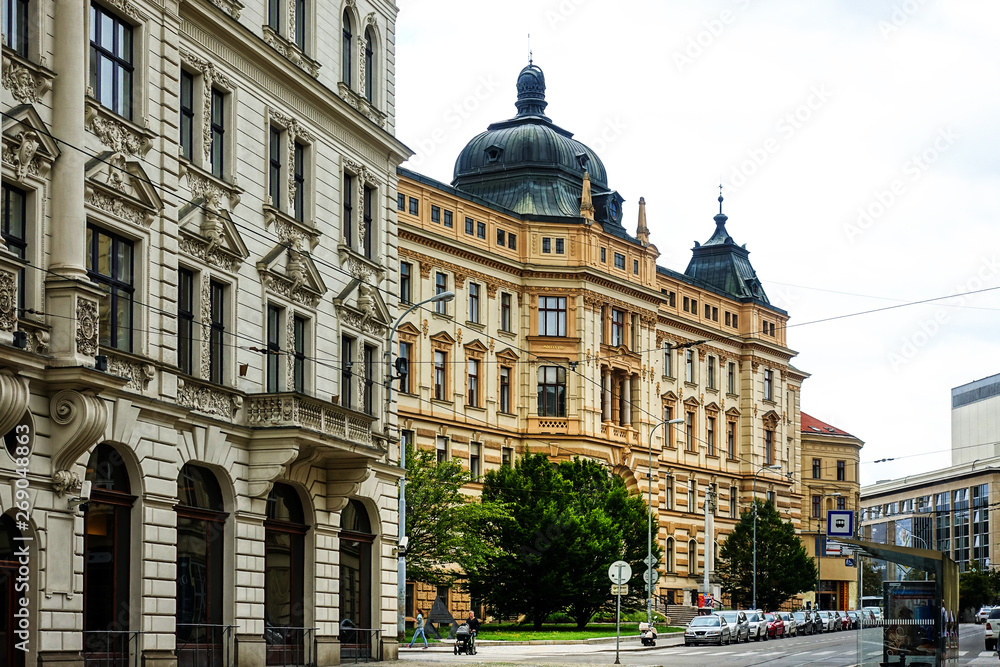 BRNO, CZECH REPUBLIC - July 25, 2017: Street view of downtown in Brno, Czech Republic.