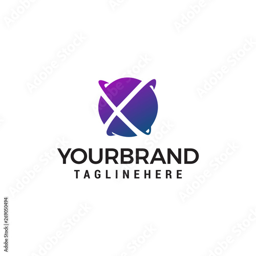 letter x globe logo design concept template vector