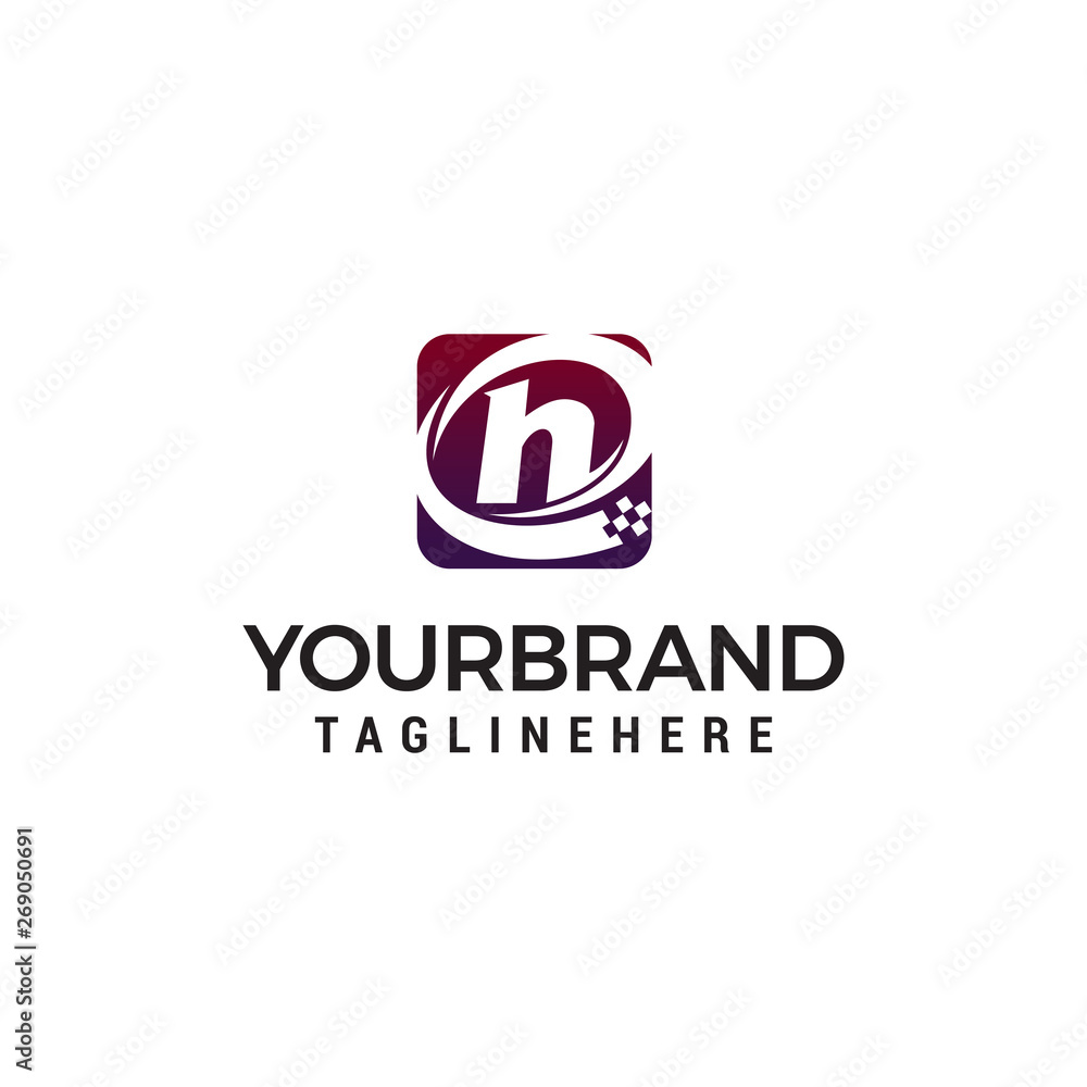 letter H tecnology logo design concept template vector