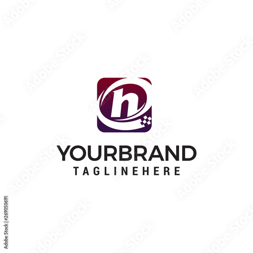 letter H tecnology logo design concept template vector