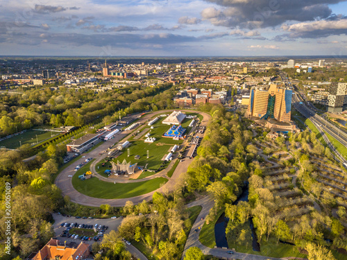 Aerial view Groningen city fromStadspark