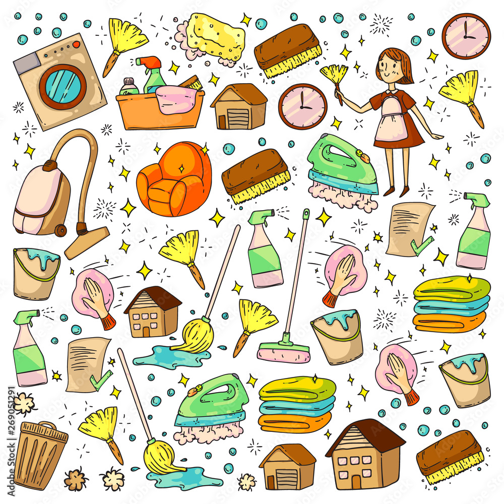 cleaning services company vector pattern