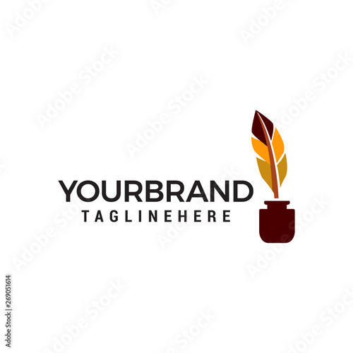 quill pen logo design concept template vector