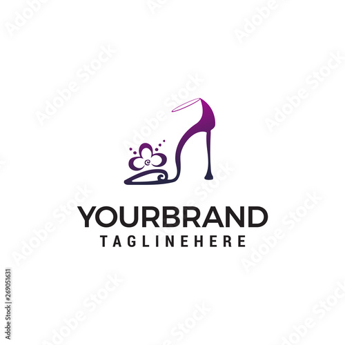 high heels logo design concept template vector