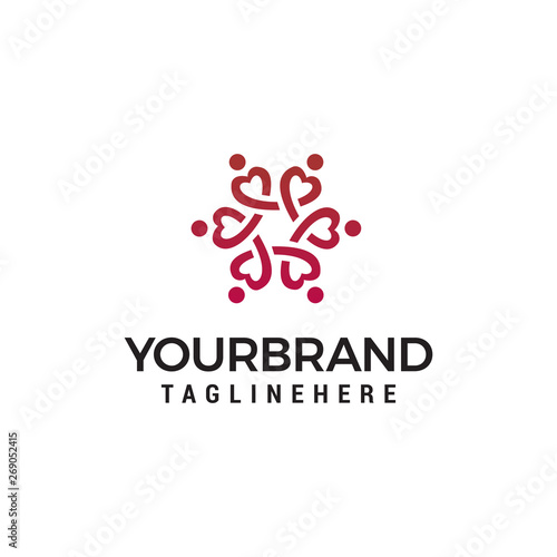 people heart logo design concept template vector