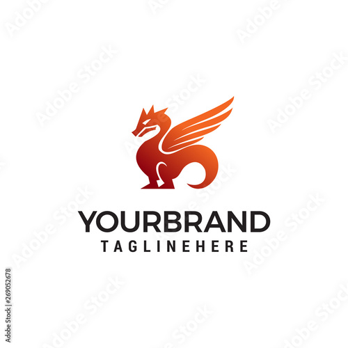 dragon logo design concept template vector