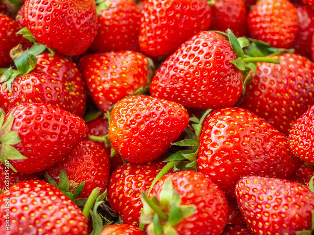 Fresh organic Strawberry fruit background Top view closeup Fresh organic Strawberry fruit background Top view closeup