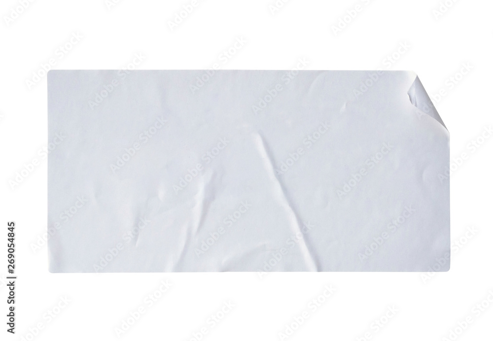white paper sticker label isolated on white background - obrazy, fototapety, plakaty 