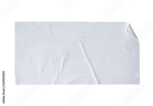 white paper sticker label isolated on white background photo