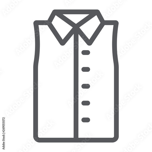 Sleeveless shirt line icon, clothes and fashion, shirt without sleeve sign, vector graphics, a linear pattern on a white background.