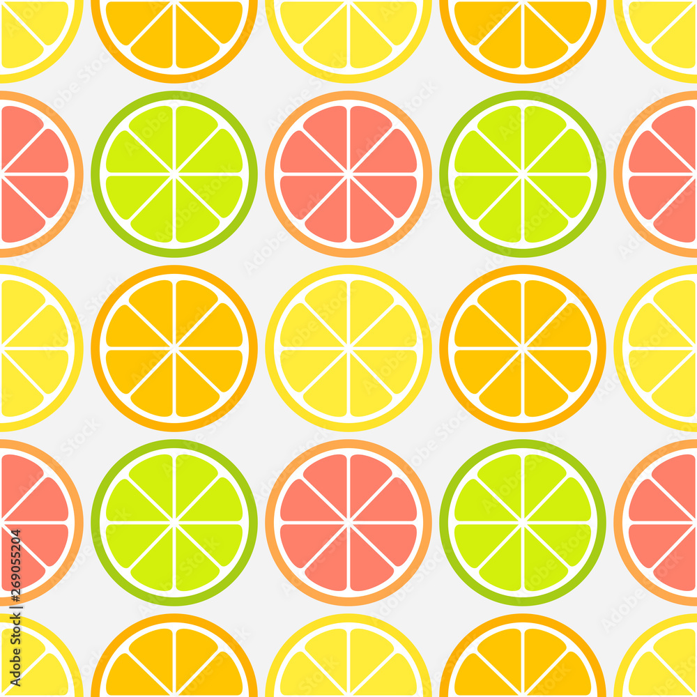 Citrus fruit slices seamless pattern.