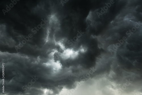 Motion of dark sky and black clouds, Dramatic cumulonimbus cloud with rainy, Storm clouds dramatic